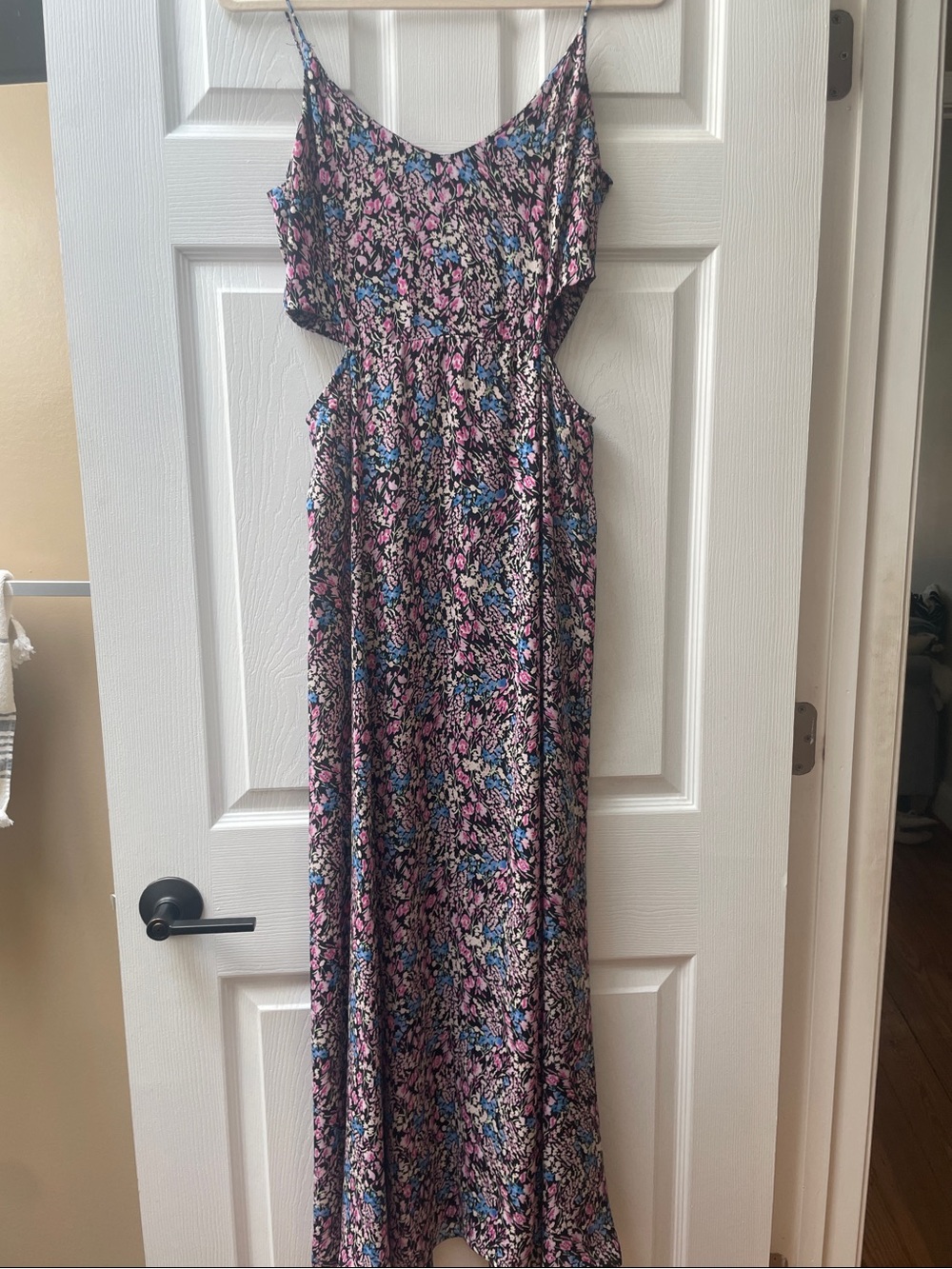 Floral Spaghetti-Strap Maxi Dress in Pink & Blue